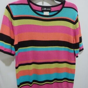 SAG HARBOR  Vintage 100% Cotton Striped Sweater S/SLEEVE– Made in AUSTRALIA SZ M